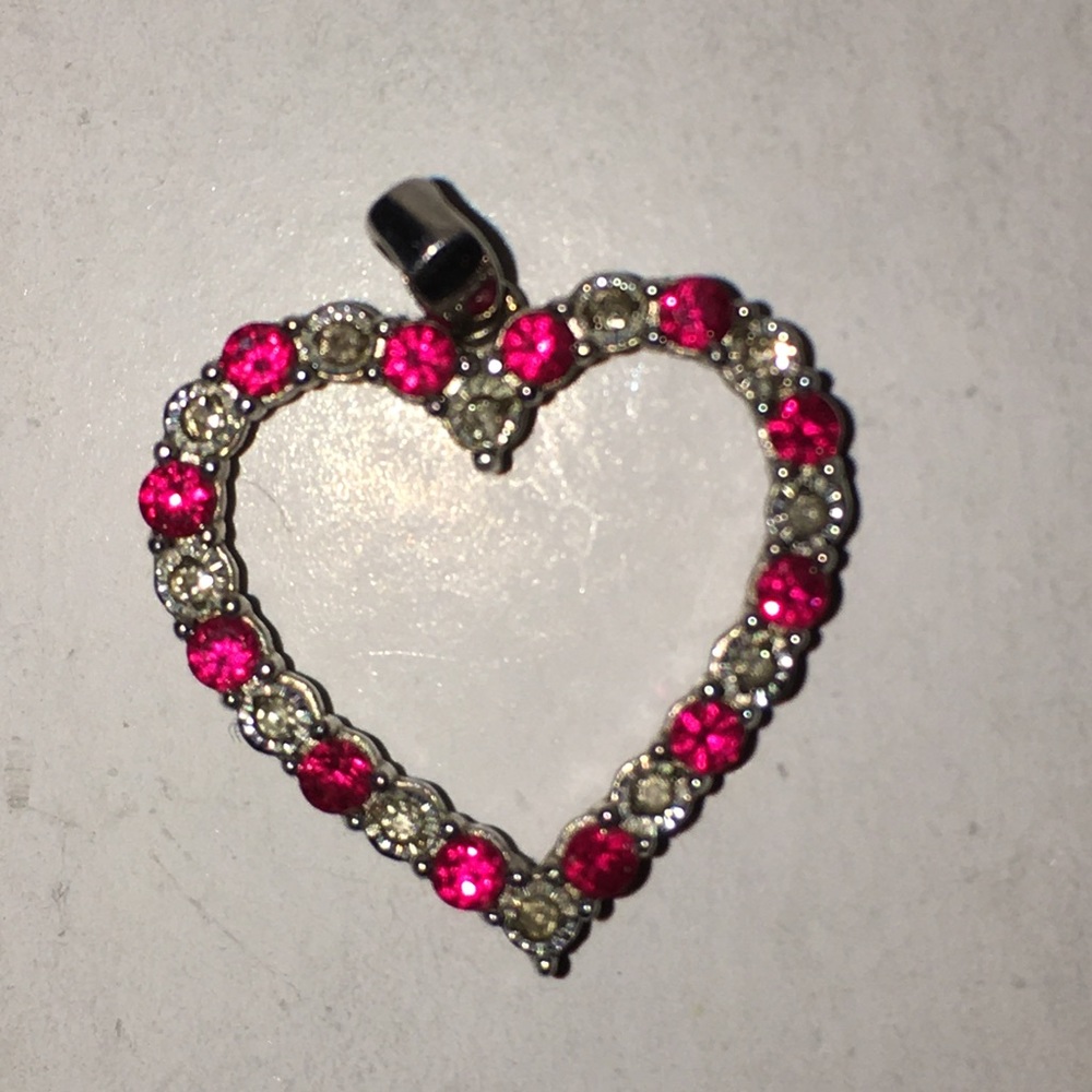 Ruby and diamond heart-shaped pendant